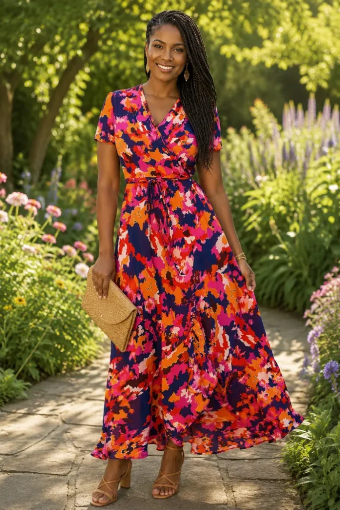 PRETTYGARDEN boho floral wrap maxi dress summer outfit idea