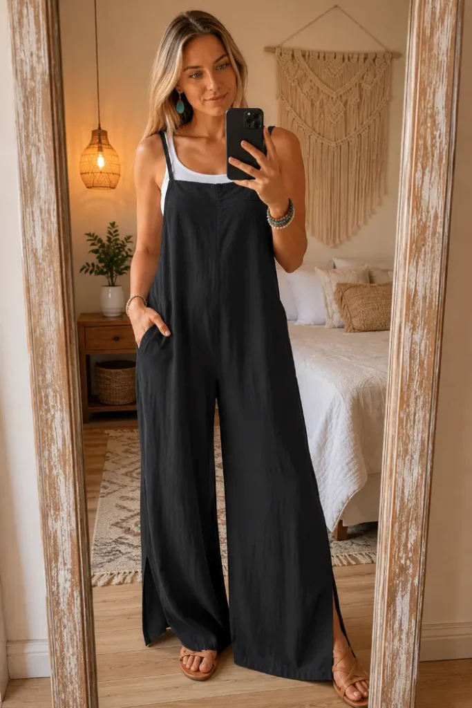 Lepunuo wide leg boho jumpsuit overalls summer vacation outfit idea